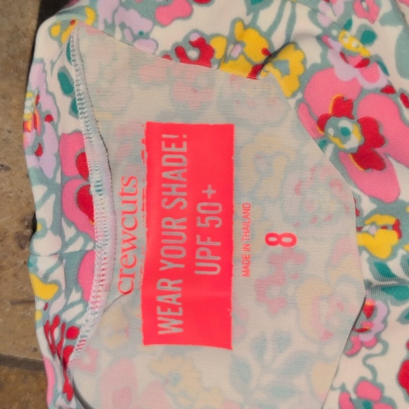 Crewcuts girl rashguard set. Green and pink floral. Size 8. - Picture 2 of 4